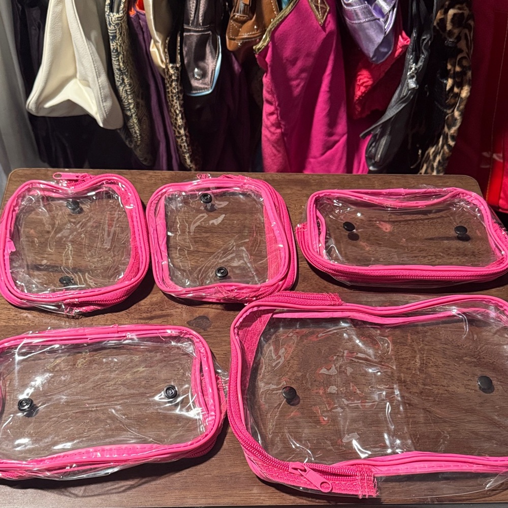 Avon Set of Pink Clear Travel Pouches